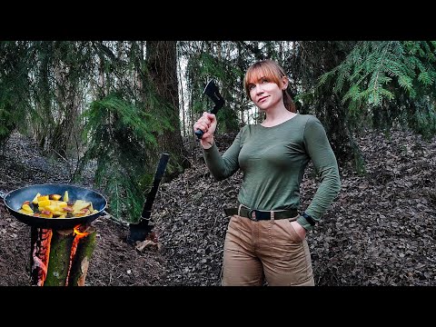 Escaping Noise: Campfire cooking on a Swedish Candle in the Spring Forest. Outdoor ASMR