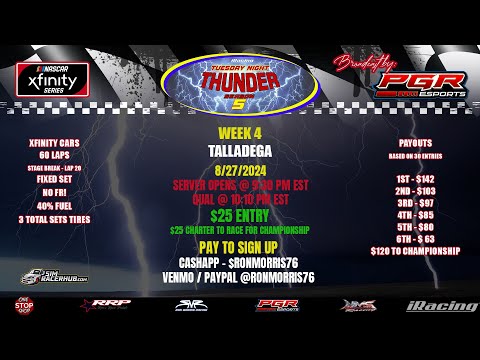 RMR | Tuesday Night Thunder | Season 5 | Race 4 | Talladega Superspeedway | PGR eSports