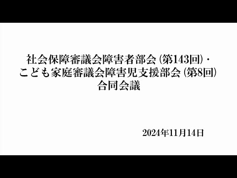 社会保障審議会障害者部会(第143回)･こども家庭審議会障害児支援部会(第8回)合同会議