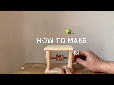 wooden automata - green weird creature - how to make