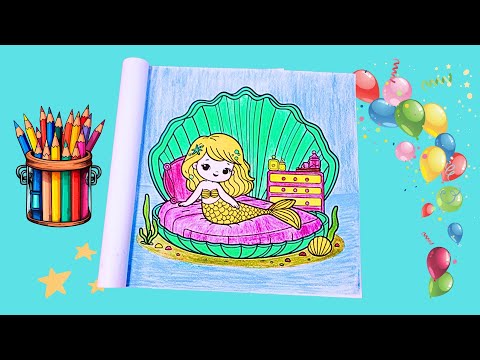 Cute Little Mermaid | Kids drawing and coloring page| Coloring Fun for Kids