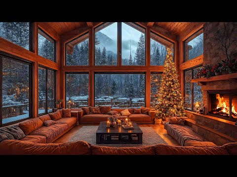 Warm Crackling Fireplace Sounds & Smooth Christmas Jazz Instrumental Music 🎁 Cozy Christmas Ambience