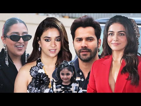 Varun Dhawan, Wamiqa Gabbi and Keerthy Suresh At Their Baby John Movie Screening