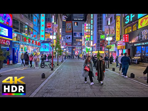 Tokyo Japan - Shinjuku Weekend Night Walk • 4K HDR