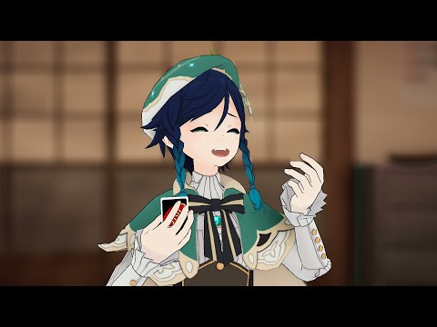 [MMD Genshin] 4nemo playing Uno