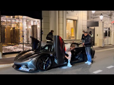 Billionaire with a GOLD GARAGE drives a Full Carbon fiber Jesko absolute in Monaco