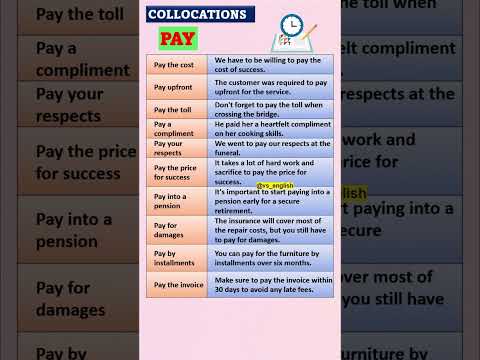 English Collocations with "PAY" | IMPORTANT COLLOCATIONS #collocations #shorts VS ENGLISH