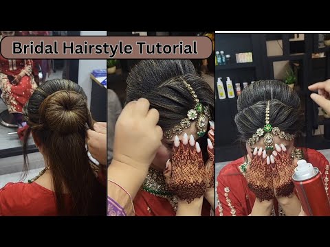 Step-by-Step Bridal Hairstyle Tutorial | Elegant Bun and Maang Tikka Setting for Weddings