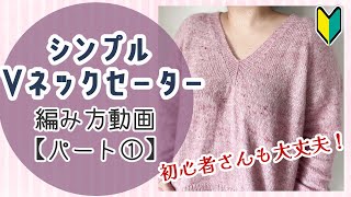 【初心者さんも編める！】シンプルなVネックセーターの編み方①【棒編み】