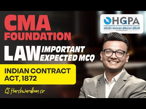 CMA FOUNDATION LAW MCQ | IMPORTANT EXPECTED LAW MCQ | ICMAI | NEW SYLLABUS 2022 | CMA FOUNDATION