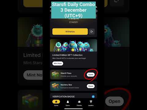 ⭐️【Starsfi】Starsfi Daily Combo | 2 December (UTC+9) Today #starsfi #Daily #combo #today #2december