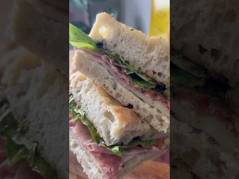 Mixed deli meat sandwich on sourdough focaccia #sourdough #homemade #easyrecipe #baking