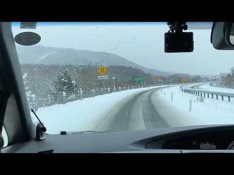 on the way to Hakodate Airport with  December blizzard  in Winter , Hokkaido 2022