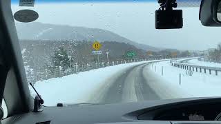 on the way to Hakodate Airport with  December blizzard  in Winter , Hokkaido 2022