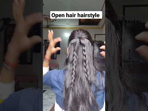 Half ponytail with two braids | hairstyle on jeans #shorts #hairstyle #hairtutorial #ytshorts