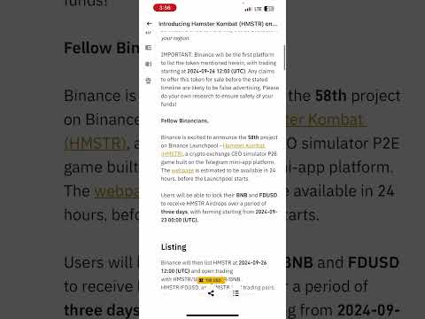 Finally hamster combat listing on binance ( Authentic News by Binance itself) #hamsterkombat