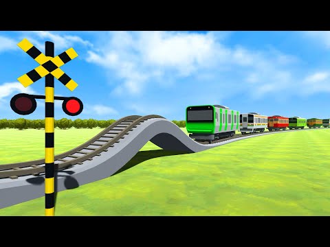 【踏切】でこぼこ線路を走る山手線や京急の電車【カンカン】 | 踏切アニメ Railroad Crossing Animation