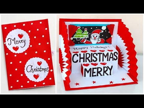 DIY Merry Christmas pop up card 2023 / Christmas greeting card making handmade / Santa claus card