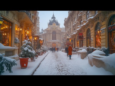 Bucharest, Romania - Chilly Winter Walking Tour in 4K