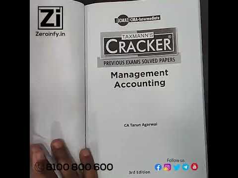 CMA Inter 2022 Syllabus Management Accounting Cracker By Tarun Agarwal