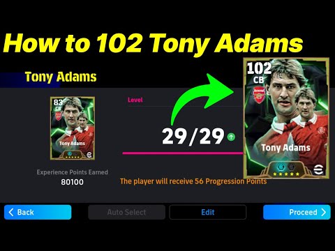 How to Max Level Rating 102 Tony Adams - Daily Game Free Epic Card Training - eFootball 2025 Mobile