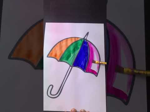 Drawing Rainbow Umbrella ☔️ for kids | #kidsvideo #drawingforkids #drawingforchildren #viral