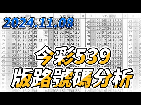 【今彩539】 【2024/11/08】【今彩539參考號碼：01 03 10 13 14 15 】【本期特別參考號碼：11 12 37】