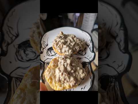 Biscuits and Gravy are always a hit at camp #biscuitsandgravy #campcooking #cookingoutdoors