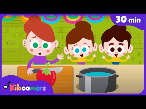 Yummy Fruits and Vegetables Songs for Kids | 30+min | The Kiboomers | Healthy Habits