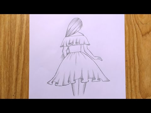 How to draw beautiful girl | easy girl sketch for beginners | girl background drawing