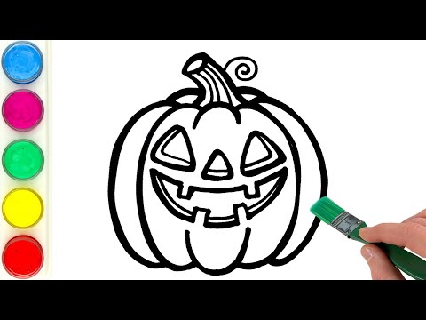 Pumpkin Drawing, Painting, Coloring for Kids and Toddlers | Learn How to Draw Holiday Scene