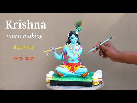 Lord Krishna murti making and coloring PART 2 | krishna ji ki murti banana | clay art