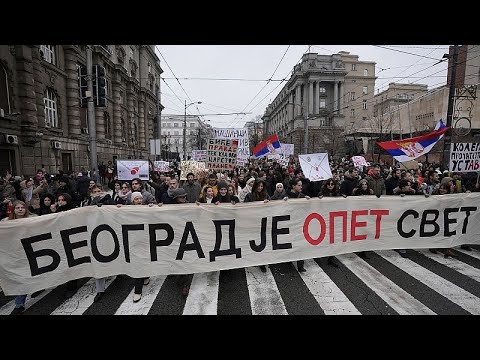 Serbian students gather in Belgrade in another protest over deadly train station awning collapse