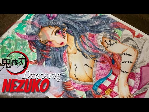 Drawing NEZUKO from DEMON SLAYER [KIMETSU NO YAIBA] in a different art style‼️✨