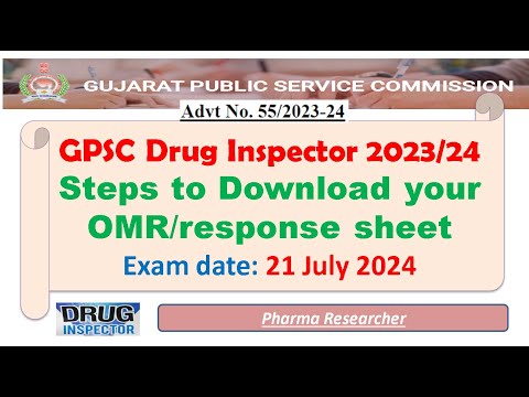 How to download OMR/response sheet for GPSC Drug Inspector 21 July 2024 #answerkey #gpscexam