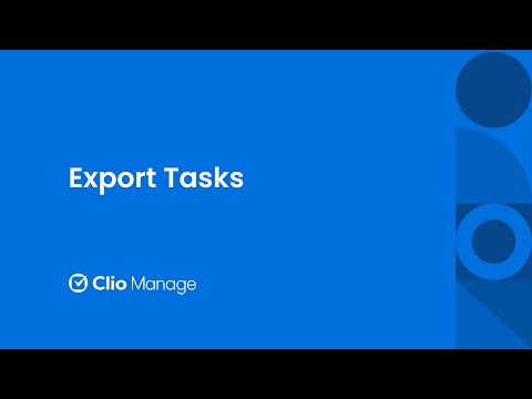 Export Tasks in Clio Manage