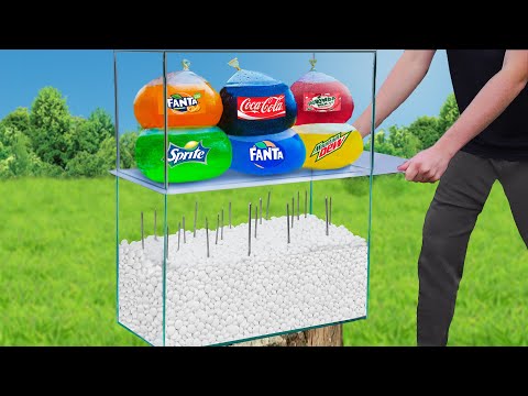 Experiment: Giant Balloons with Coca-cola & Fanta & Sprite VS Mentos in an Aquarium