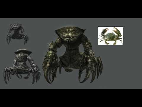 Alien crab people concept