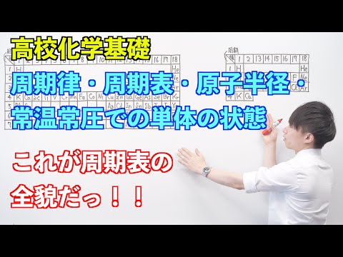 【高校化学基礎】原子の構造と元素の周期表②③ ～周期律・周期表・原子半径・常温常圧での単体の状態〜