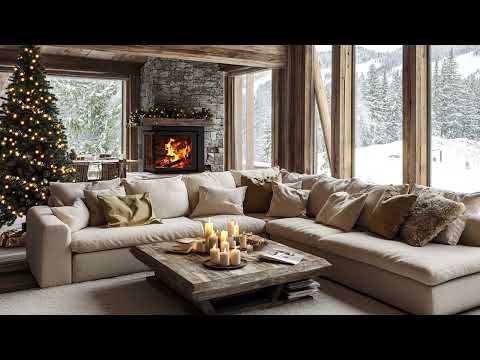 Soothing Winter Mornings ~ Fireplace Crackling and Snowfall Sounds for Relaxation ❄️