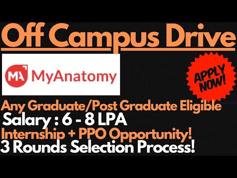 Myanatomy Off Campus Drive for Freshers & Recent Graduates | Salary : 6 - 8 LPA 🔥🔥