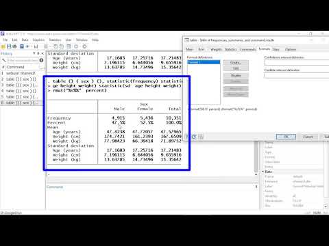 Customizable tables in Stata 17: One-way tables of summary statistics