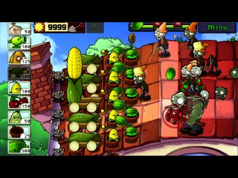 Plants vs Zombies / Adventura / Roof level8 / gameply.