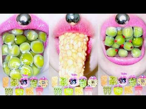 ASMR GREEN BEANS PUDDING SOYBEANS JELLY LENTIL PEARL MUKBANG  エンドウ豆ゼリーモッパン 완두콩 렌틸콩 콩 모음 젤리 먹방