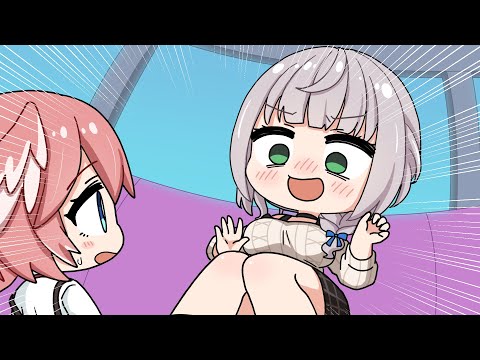 【手描き】お姉ちゃんのこのぶっ太いふとももにおいで！！【白銀ノエル/尾丸ポルカ/鷹嶺ルイ/ホロライブ/切り抜き漫画】