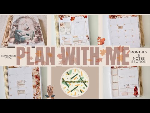 Plan with me -September 2024/ A5 wide Monthly & Notes Section ft Harriet Wright Designs