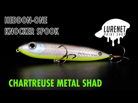 Heddon One Knocker Spook Chartreuse Metal Shad - Lurenet Paint Shop (Custom Painted Lures)