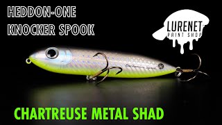 Heddon One Knocker Spook Chartreuse Metal Shad - Lurenet Paint Shop (Custom Painted Lures)