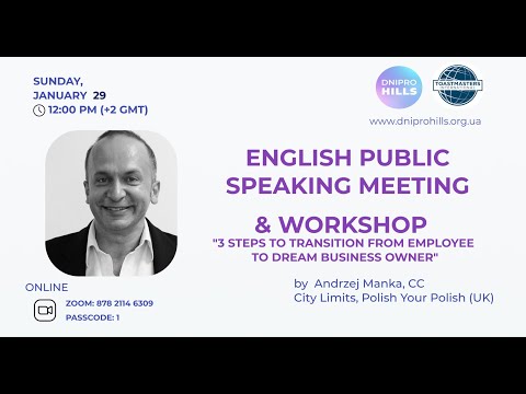 English Public Speaking meeting and Workshop, January 29, 2023