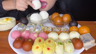 ASMR INDIAN SWEET *EATING INDIAN SWEETS* RASGULLA,RASMALAI,GUALABJAMUN,CHAM CHAM